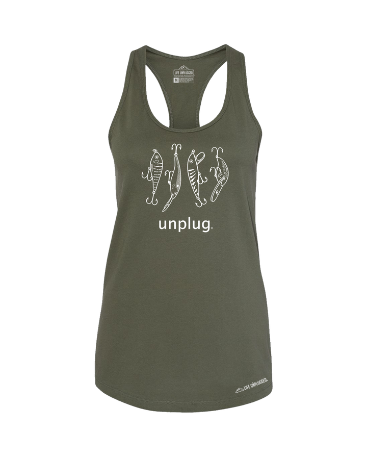 Fishing Lures Premium Women's Relaxed Fit Racerback Tank Top - Life Unplugged