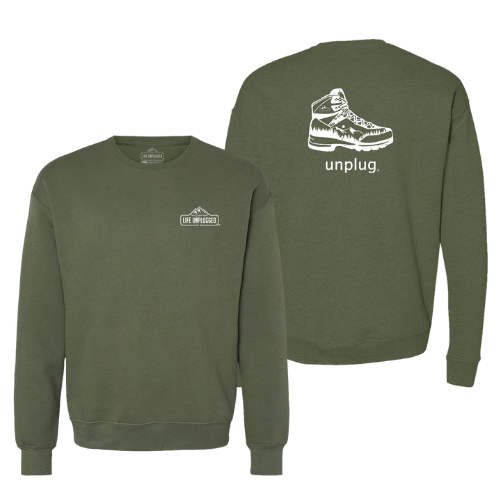 Hiking Boot Mountain Scene Midweight Super Soft Crewneck Sweatshirt
