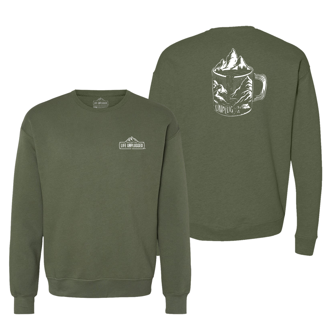Coffee Mountain Scene Midweight Super Soft Crewneck Sweatshirt