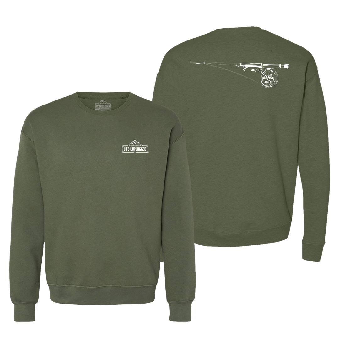 Fly Fishing Mountain Scene Midweight Super Soft Crewneck Sweatshirt
