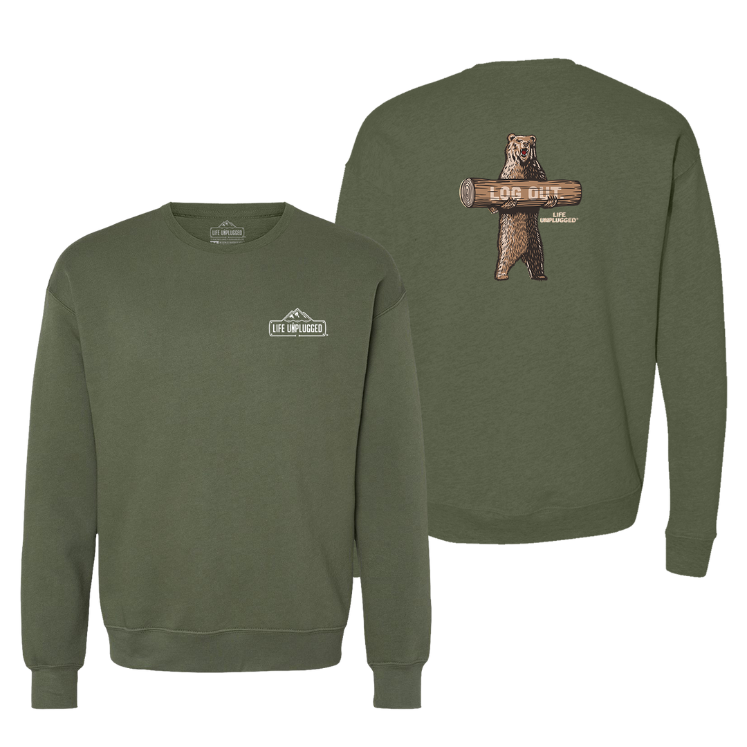 LOG OUT BEAR Midweight Super Soft Crewneck