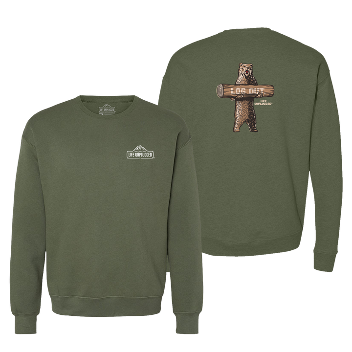 LOG OUT BEAR Midweight Super Soft Crewneck