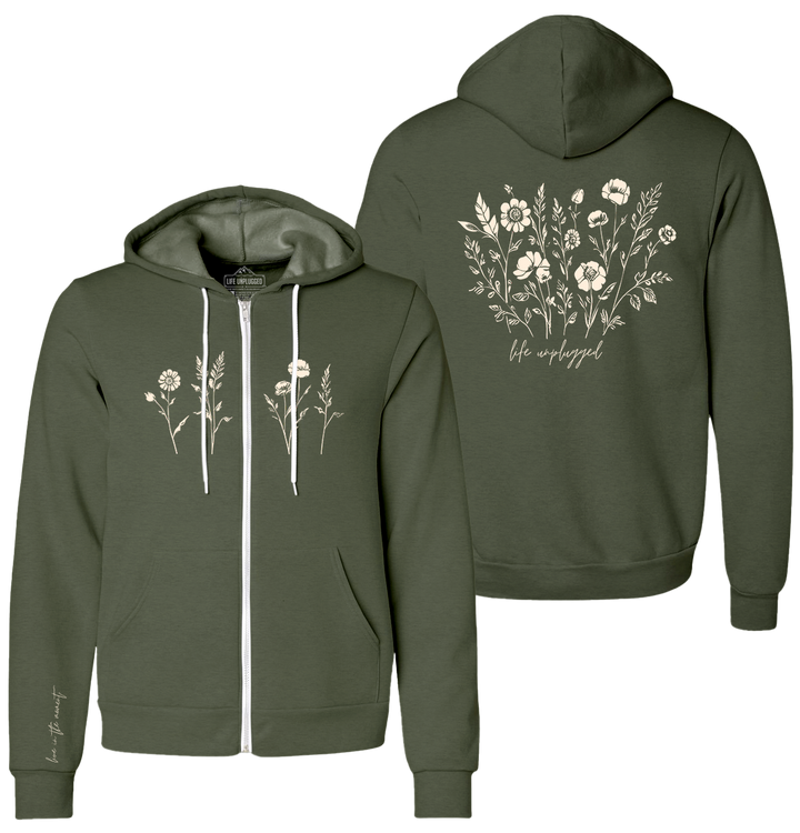 Live in the Moment Wildflower Supersoft Midweight Zip Up Hoodie