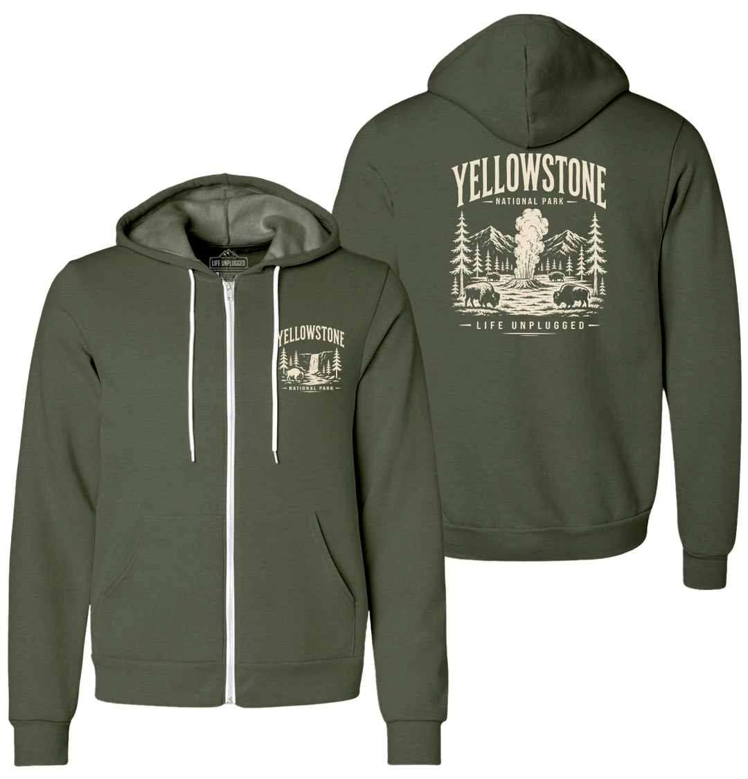 YELLOWSTONE NATIONAL PARK Supersoft Midweight Zip Up Hoodie