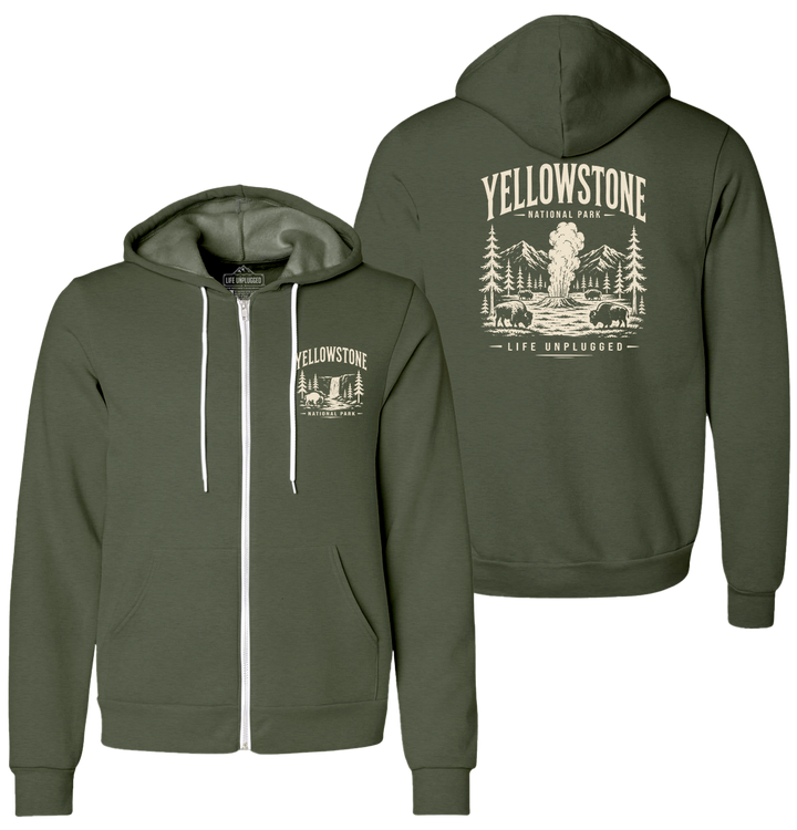 YELLOWSTONE NATIONAL PARK Supersoft Midweight Zip Up Hoodie