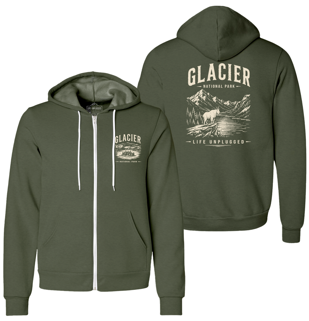 GLACIER NATIONAL PARK Supersoft Midweight Zip Up Hoodie