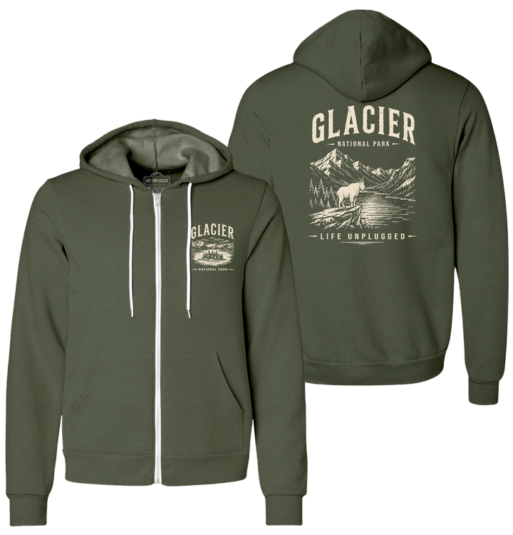 GLACIER NATIONAL PARK Supersoft Midweight Zip Up Hoodie