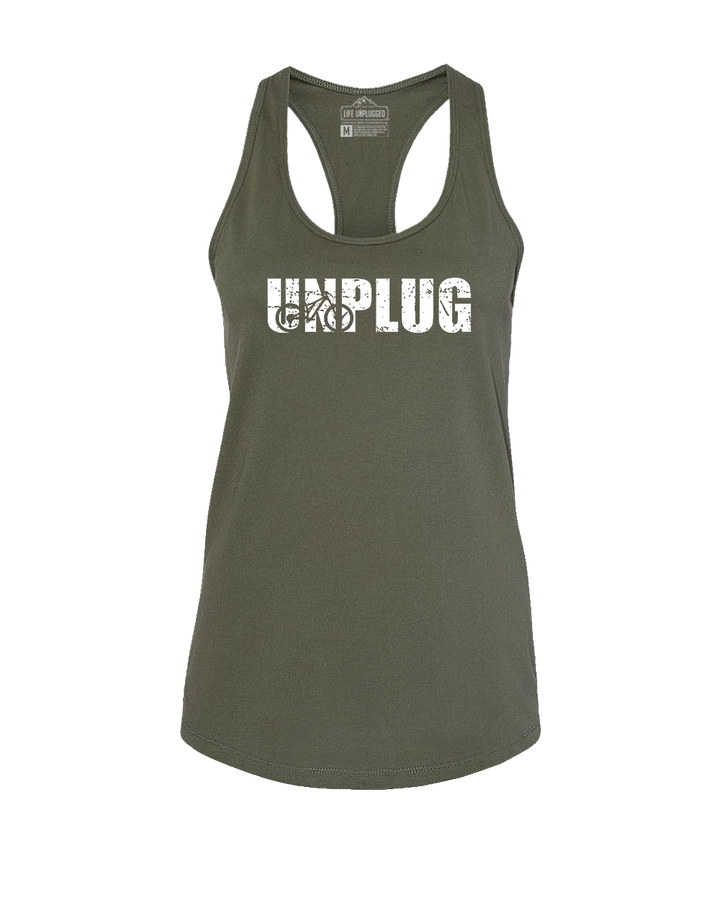 Unplug Mountain Bike Silhouette Women's Racerback Tank Top