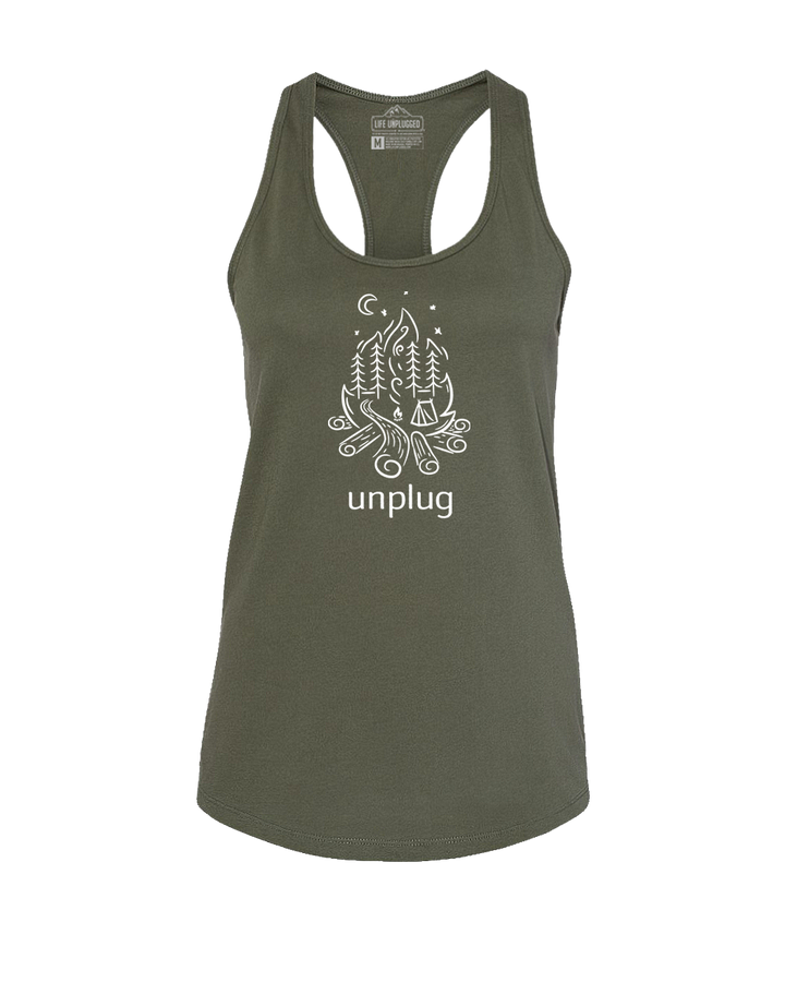 CAMPFIRE CAMPING SCENE Women's Racerback Tank Top