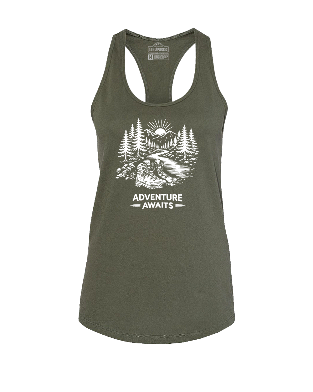 ADVENTURE AWAITS Women's Racerback Tank Top