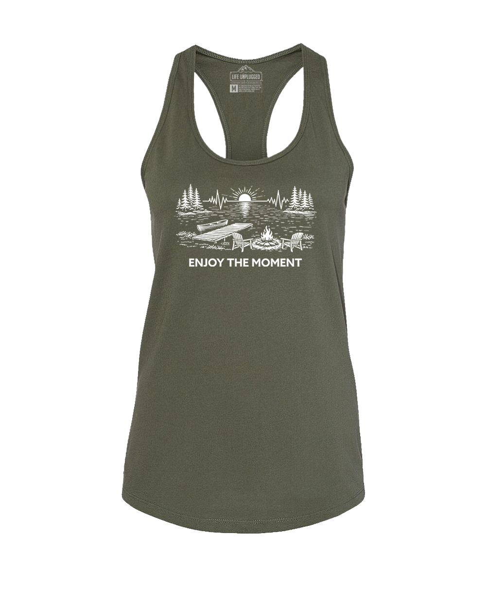 ENJOY THE MOMENT (LAKE SCENE) Women's Racerback Tank Top