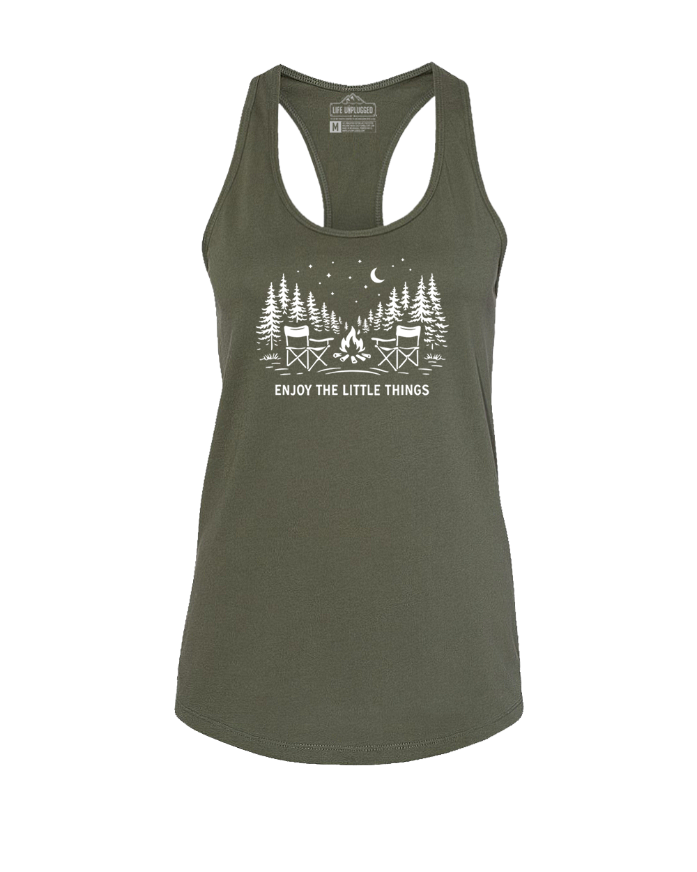 Enjoy The Little Things Campfire scene Women's Racerback Tank Top