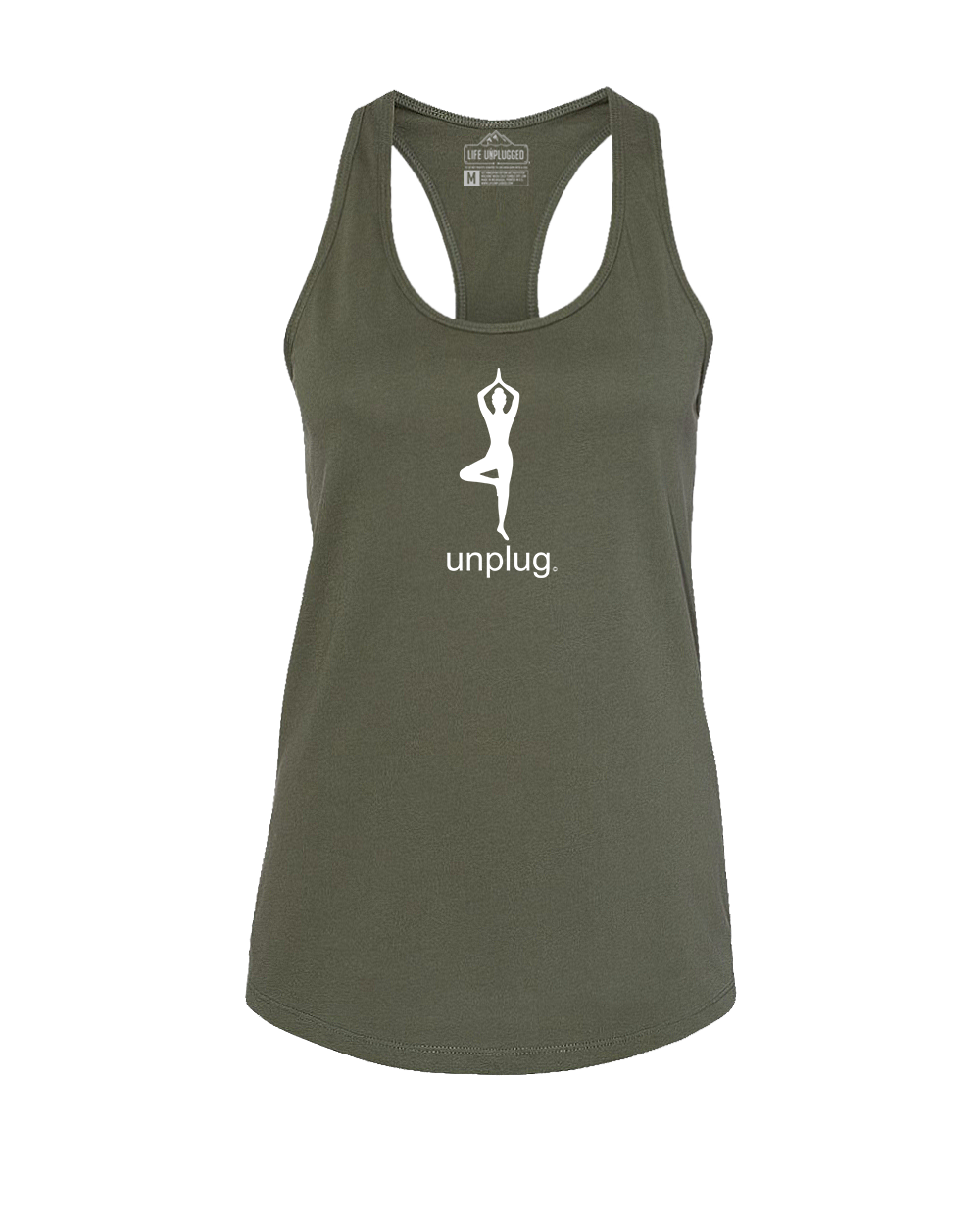 YOGA (UNPLUG) Women's Racerback Tank Top SMALL - MILITARY GREEN BLOWOUT