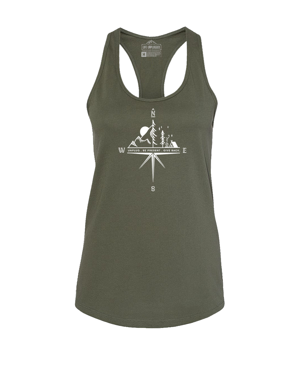 Compass Mountain Scene Women's Racerback Tank Top