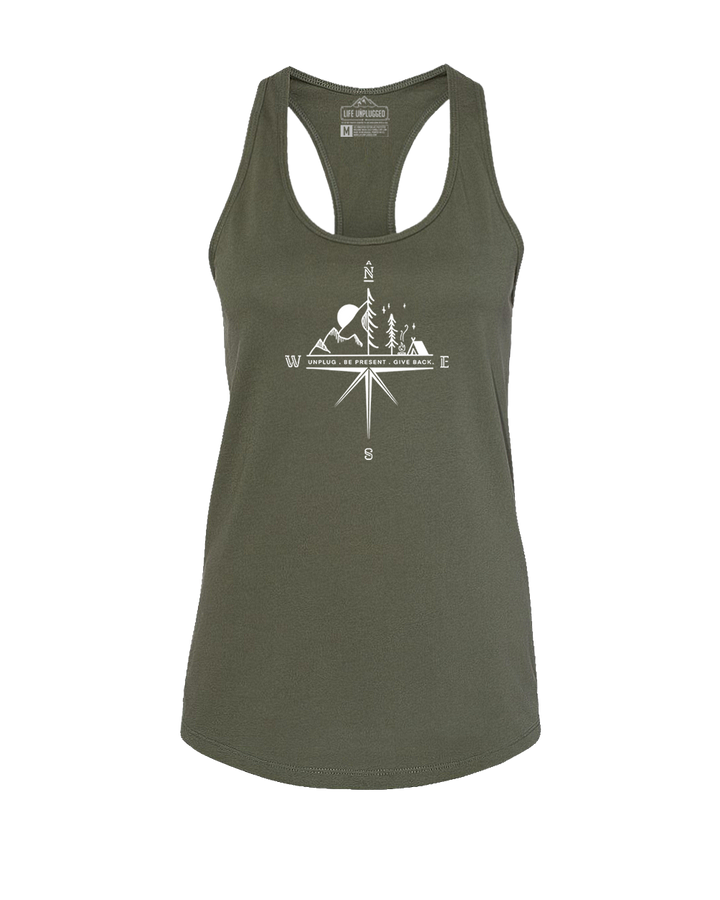 Compass Mountain Scene Women's Racerback Tank Top