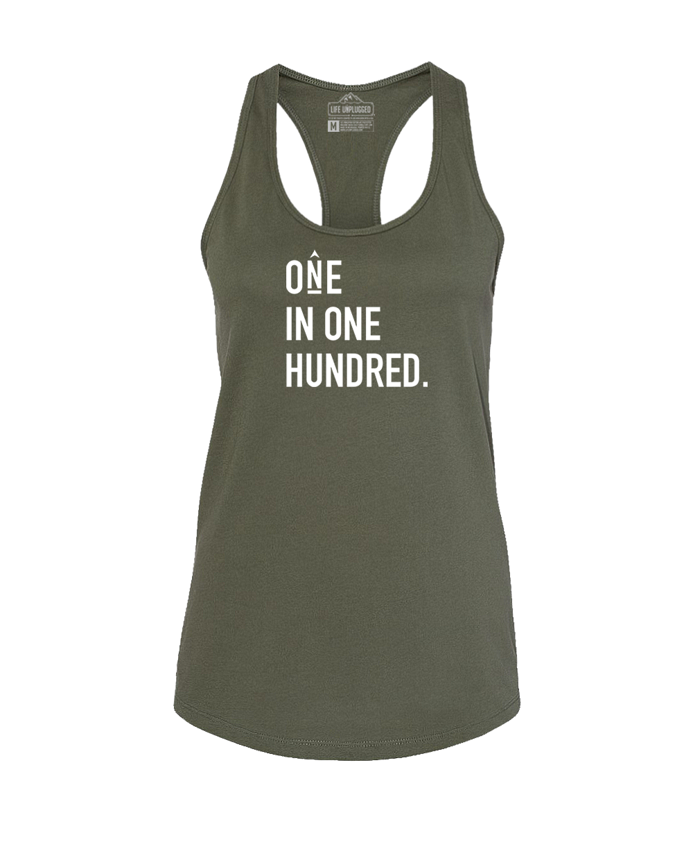 One in One Hundred Stacked Women's Racerback Tank Top