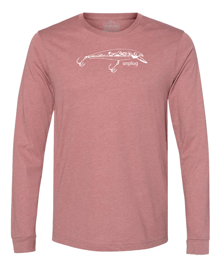 Fishing Lure Mountain Scene Long Sleeve T-Shirt