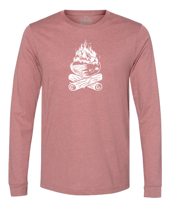 Campfire Mountain scene Long Sleeve T-Shirt