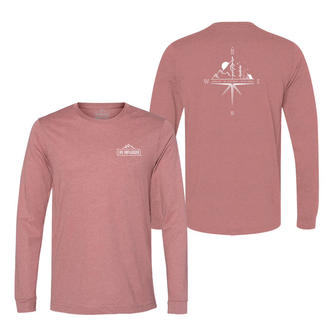 Compass Mountain Scene Long Sleeve T-Shirt