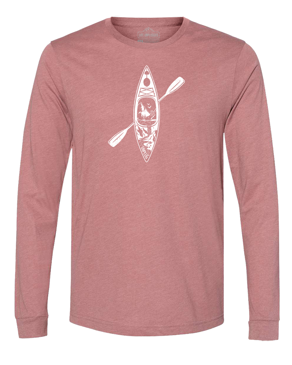 Kayak Mountain Scene Long Sleeve T-Shirt