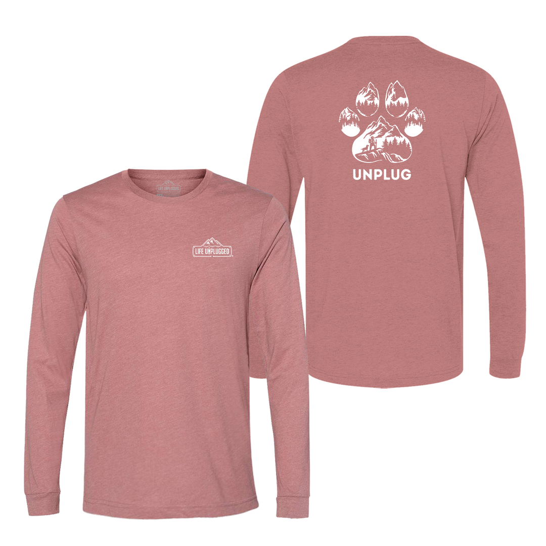 Paw Print Mountain Scene Long Sleeve T-Shirt
