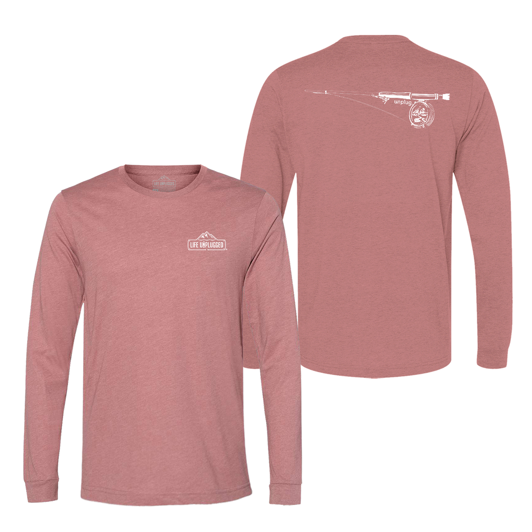 Fly Fishing Mountain Scene Long Sleeve T-Shirt