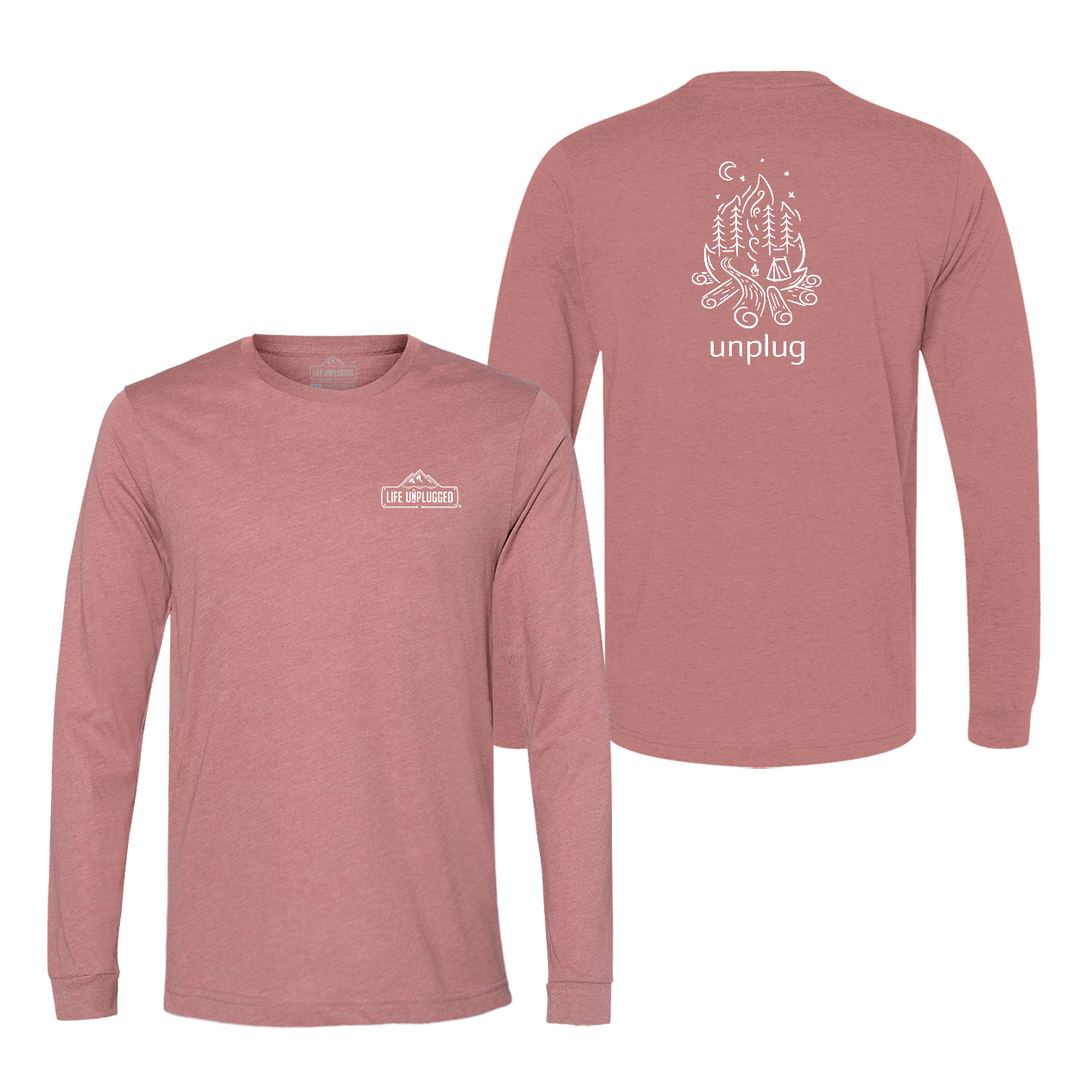 Campfire Camping Scene Long Sleeve T-Shirt