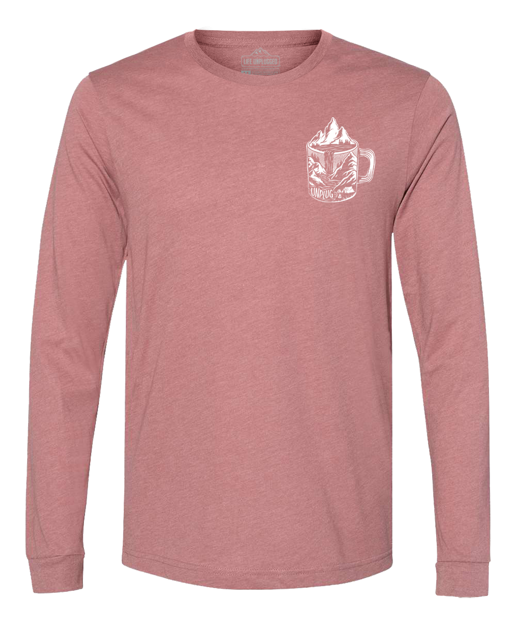 Coffee Mountain Scene Left Chest Long Sleeve T-Shirt