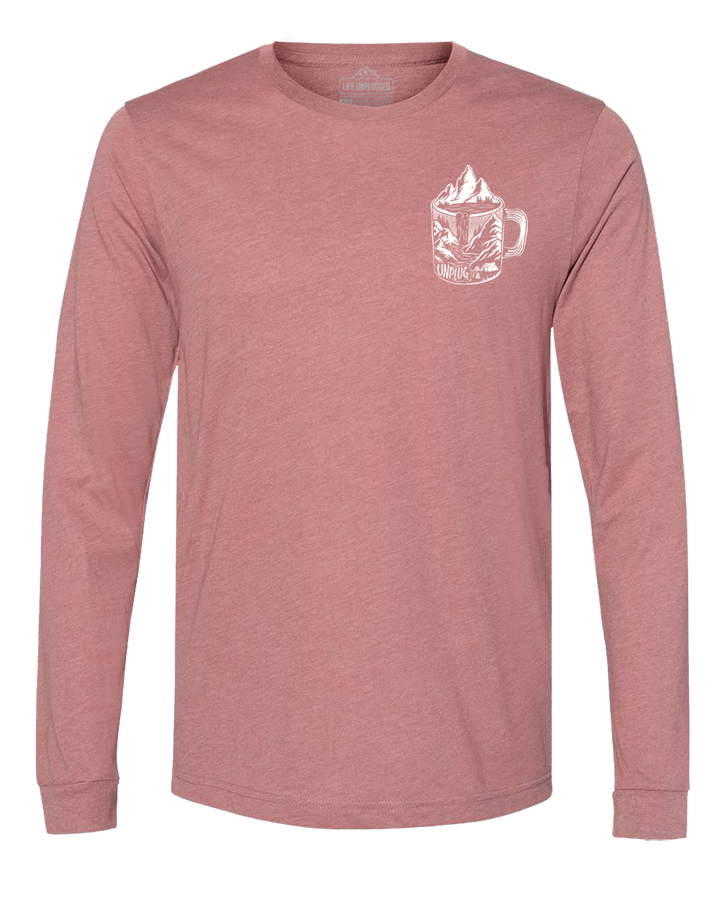 Coffee Mountain Scene Left Chest Long Sleeve T-Shirt