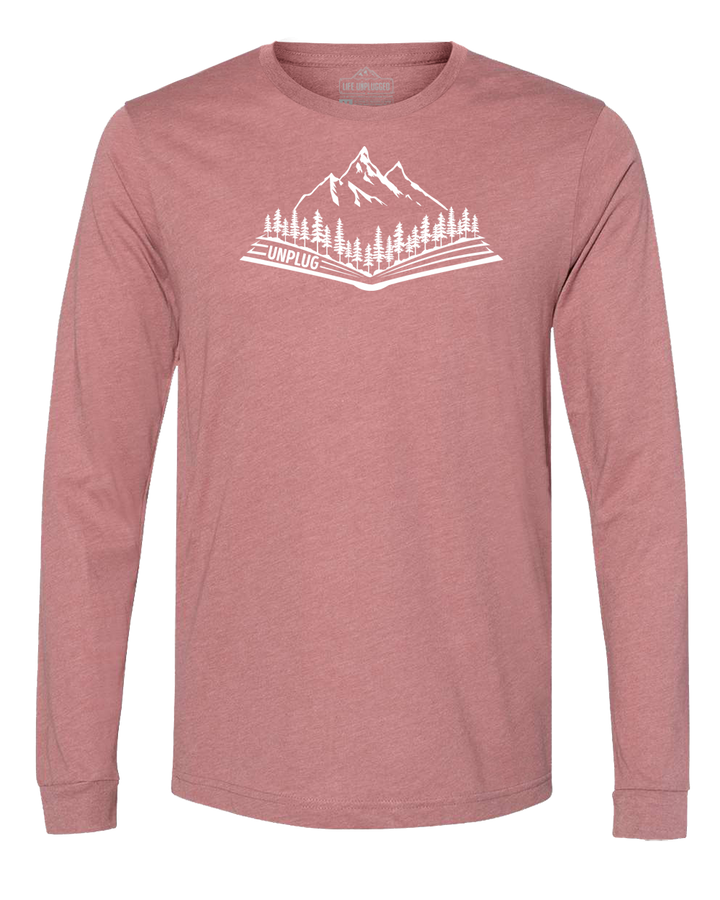 Open Book Mountain Scene Long Sleeve T-Shirt