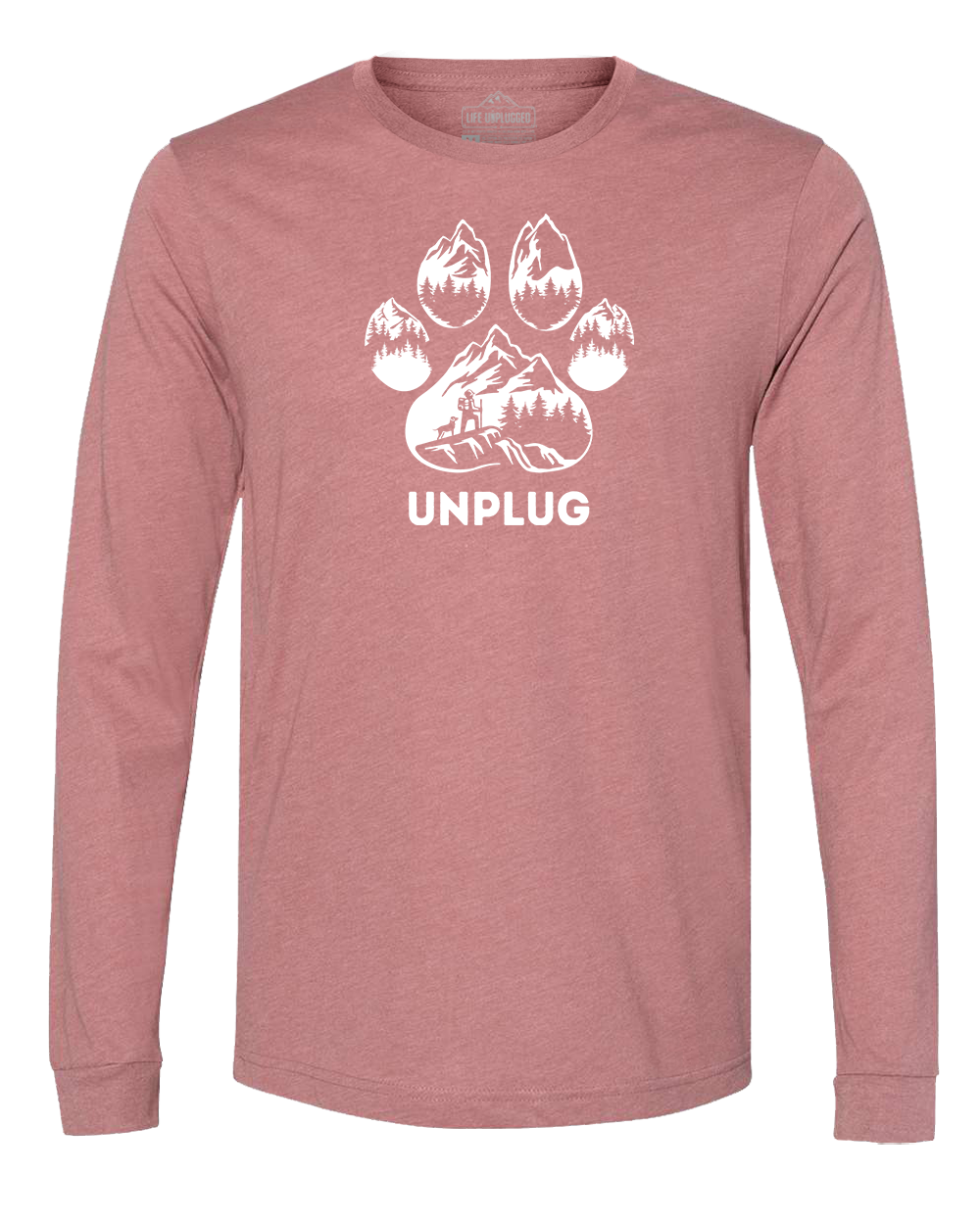 Paw Print Mountain Scene Long Sleeve T-Shirt