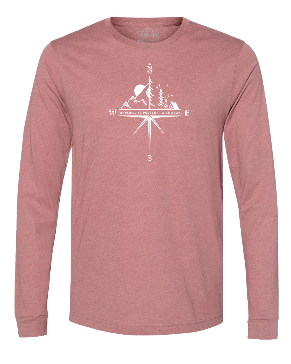 Compass Mountain Scene Long Sleeve T-Shirt