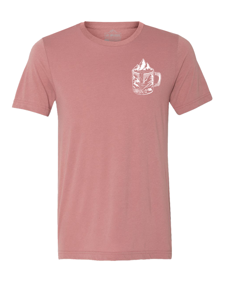 Coffee Mountain Scene Left Chest Triblend T-Shirt