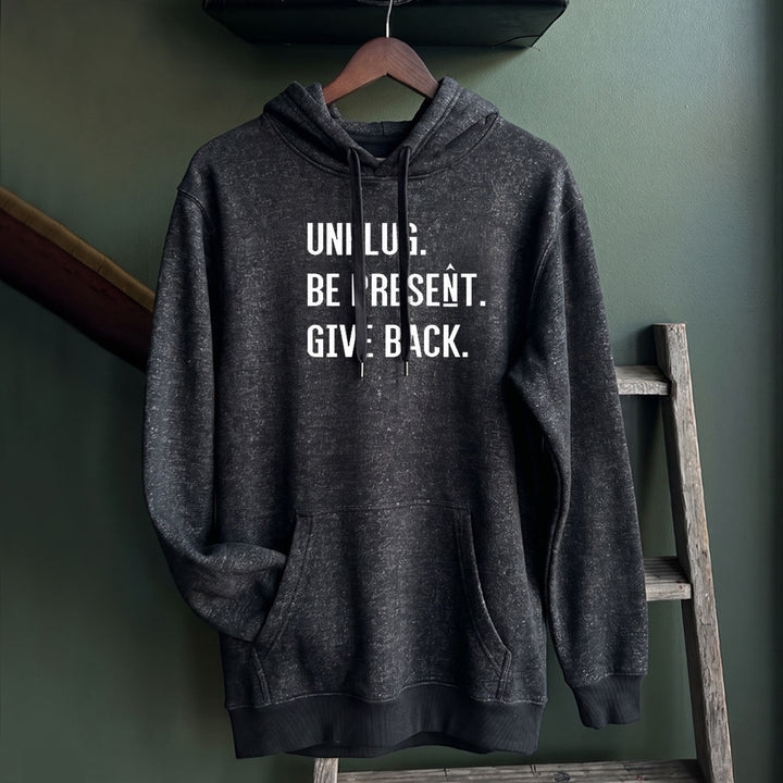 UNPLUG. BE PRESENT. GIVE BACK. Nantucket Super Soft Sweater Hoodie