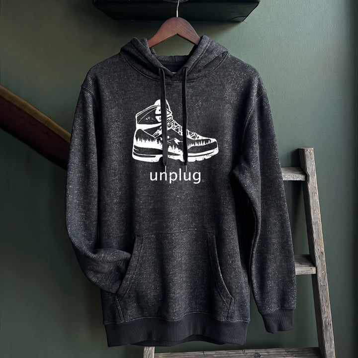 HIKING BOOT MOUNTAIN SCENE Nantucket Super Soft Sweater Hoodie