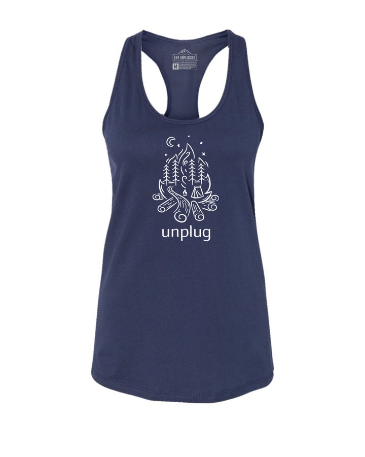 CAMPFIRE CAMPING SCENE Women's Racerback Tank Top