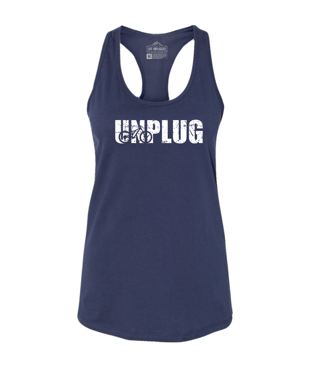 Unplug Mountain Bike Silhouette Women's Racerback Tank Top