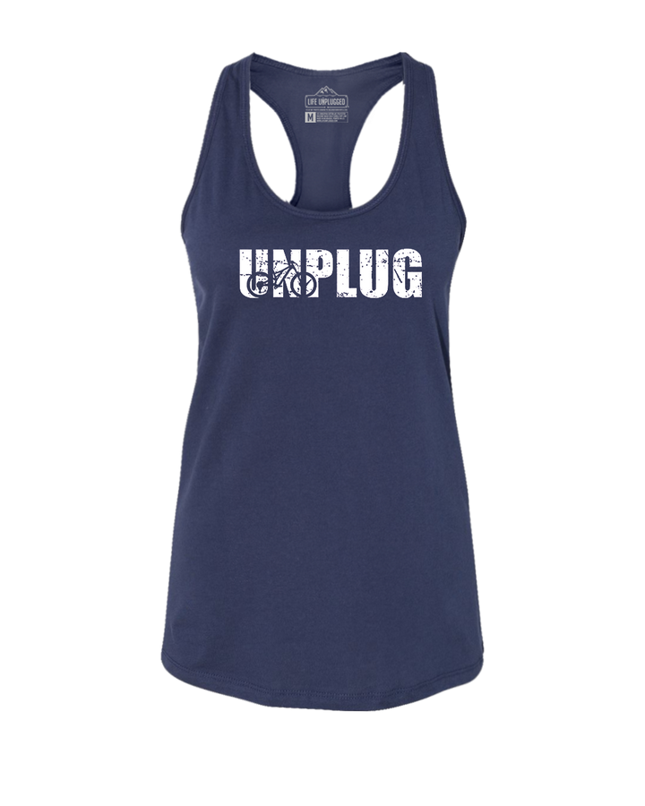 Unplug Mountain Bike Silhouette Women's Racerback Tank Top