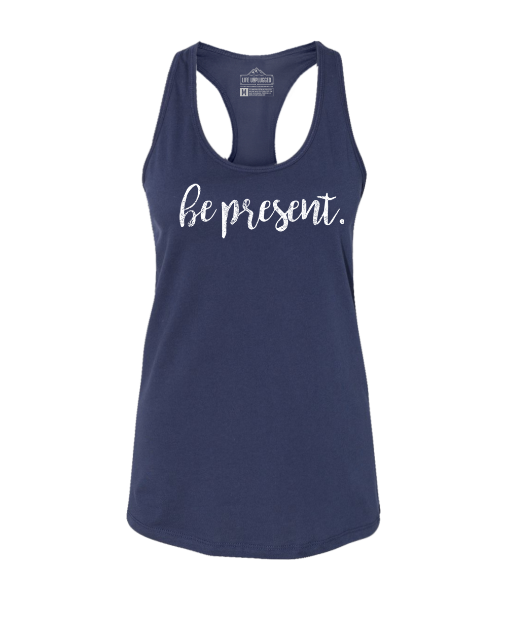 Be Present Cursive Women's Racerback Tank Top