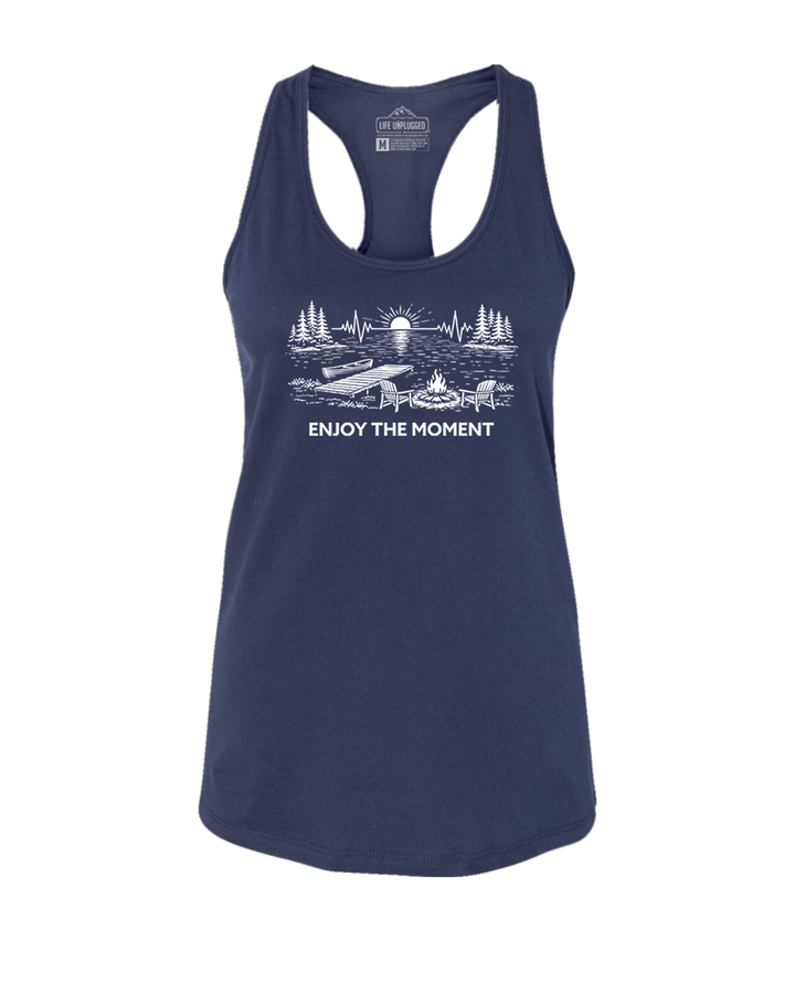 ENJOY THE MOMENT (LAKE SCENE) Women's Racerback Tank Top