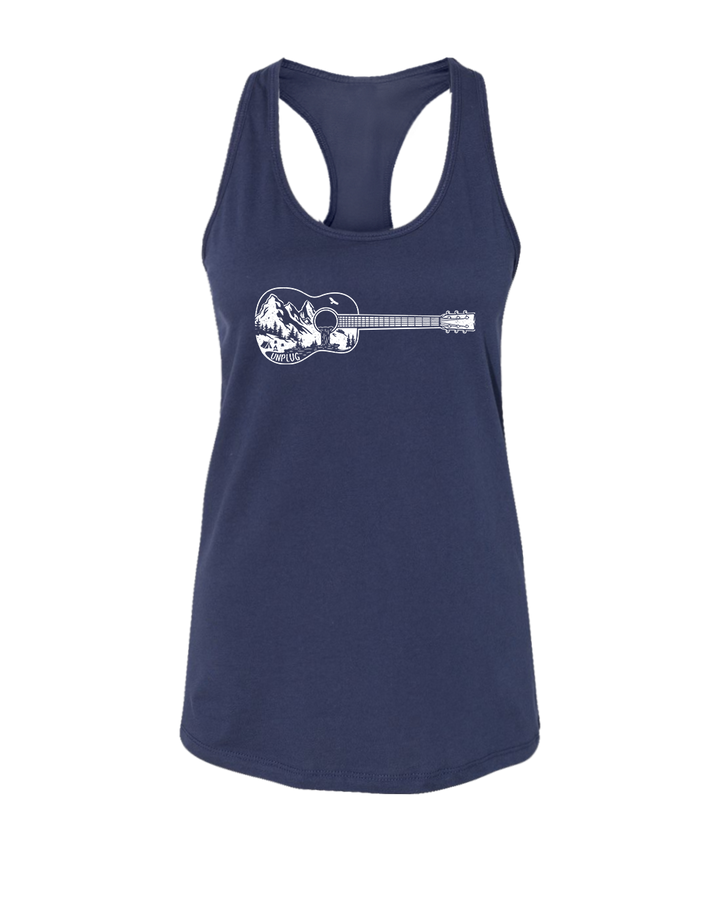 Guitar Mountain Scene Women's Racerback Tank Top