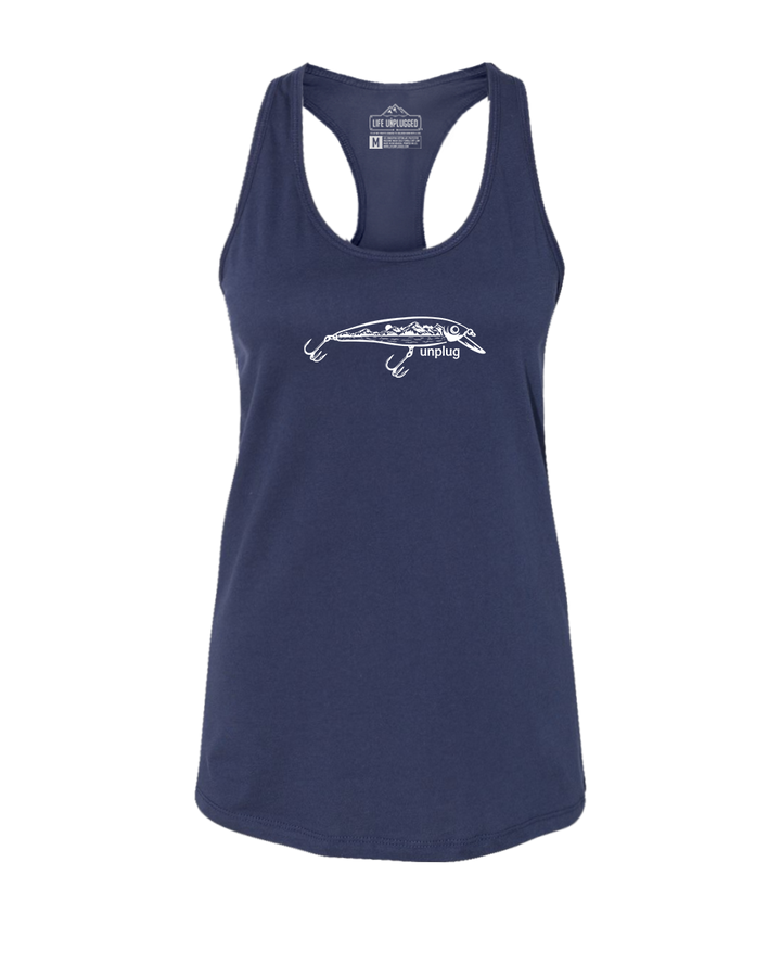 Fishing Lure Mountain Scene Women's Racerback Tank Top