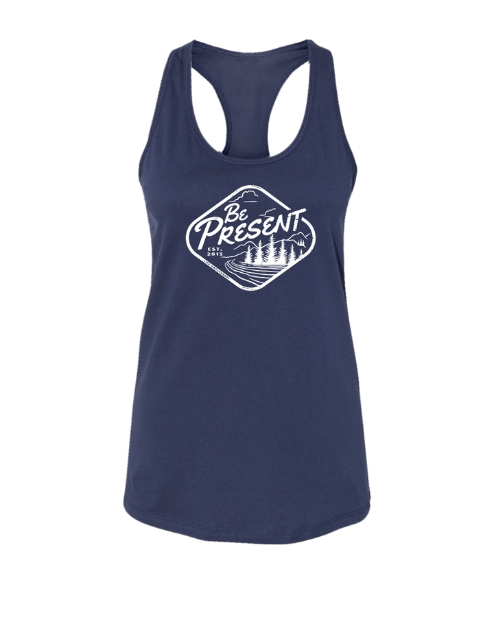 BE PRESENT VINTAGE FOREST Women's Racerback Tank Top