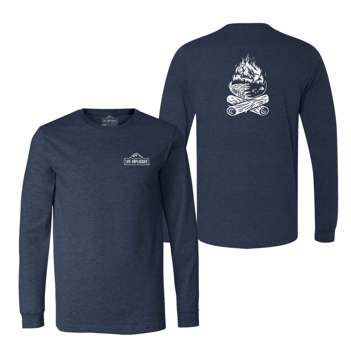 Campfire Mountain scene Long Sleeve T-Shirt
