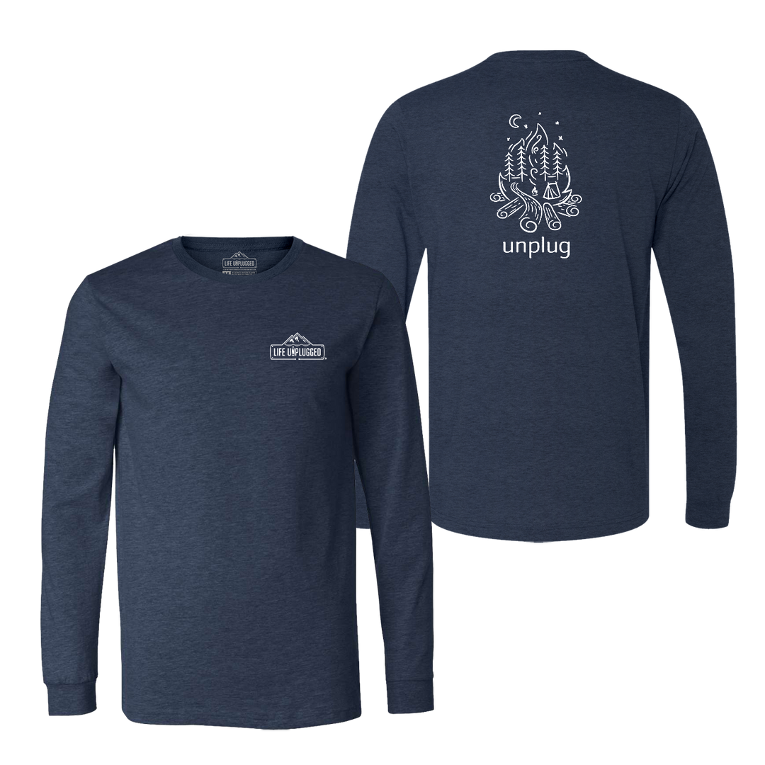 Campfire Camping Scene Long Sleeve T-Shirt