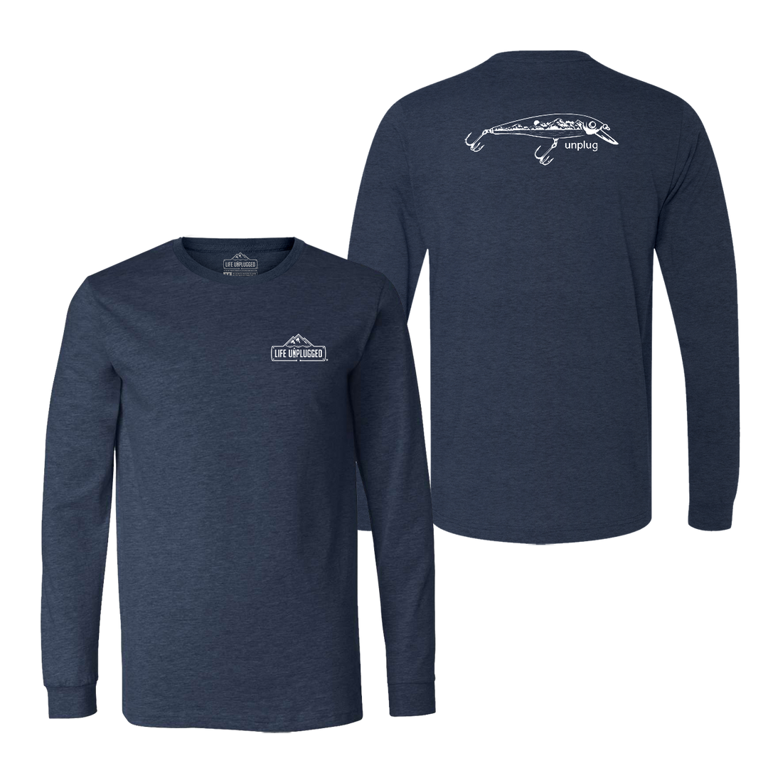 Fishing Lure Mountain Scene Long Sleeve T-Shirt