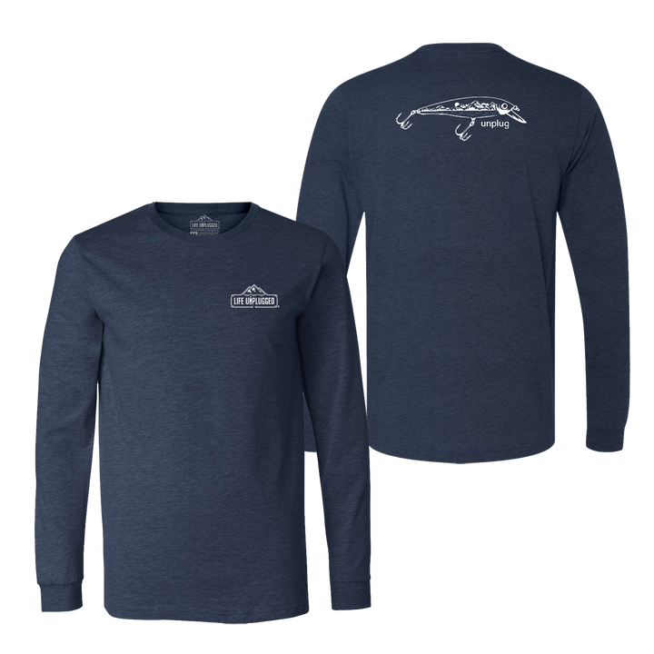 Fishing Lure Mountain Scene Long Sleeve T-Shirt