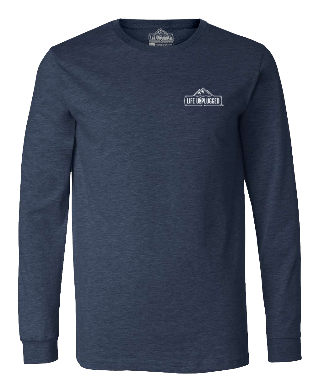LIFE UNPLUGGED LOGO LEFT CHEST Long Sleeve T-Shirt XL - HEATHER NAVY BLOWOUT