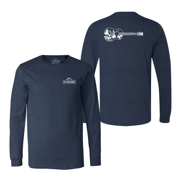 Guitar Mountain Scene Long Sleeve T-Shirt