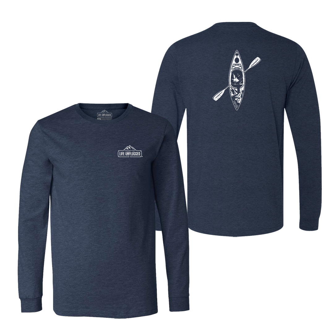 Kayak Mountain Scene Long Sleeve T-Shirt